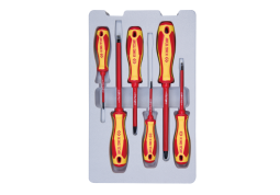 ZESTAW WKRĘTAKÓW IZOLOWANYCH 6 cz. KRZYŻAK PH No.0, No.2, No.3, PŁASKIE 3 x 75, 4 x 100, 6,5 x 150 King Tony 30606MR