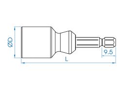 NASADKA DO PRĘTÓW GWINTOWANYCH 12MM DO WKRĘTAREK 1/4" x 66MM (ZAKRES 11.4 - 12.7MM) King Tony 75A112M