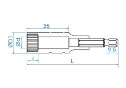 NASADKA DŁUGA 12-KĄTNA DO WKRĘTAREK 1/4" 16mm x 80mm King Tony 76B816M