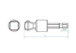 PROMOCJA-UCHYLNY UCHWYT DO NASADEK 1/2" DO WKRĘTAREK 1/4" x 60mm King Tony 7744-60