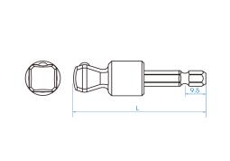 UCHYLNY UCHWYT DO NASADEK 1/2" DO WKRĘTAREK 1/4" x 60mm King Tony 7744-60