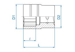 NASADKA KRÓTKA 1" 65mm x 90mm 12-kąt. Cr-V King Tony 833065M