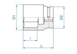 NASADKA DŁUGA UDAROWA 1" 65mm x 110mm, 6-kąt King Tony 843565M