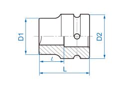 NASADKA DŁUGA UDAROWA 1" 22mm x 60mm, 4-kąt, DO OSI TYLNEJ King Tony 851422M