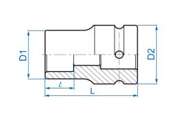 NASADKA DŁUGA UDAROWA 1" 21mm x 76mm, 4-kąt, DO OSI TYLNEJ King Tony 853421M