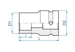 NASADKA DŁUGA UDAROWA 1" 21mm x 76mm, 4-kąt, DO OSI TYLNEJ King Tony 853421M