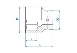 NASADKA KRÓTKA UDAROWA 1" 33mm x 62mm, 6-kąt King Tony 853533M