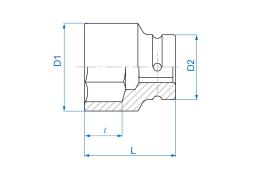 NASADKA KRÓTKA UDAROWA 1" CALOWA 1-7/8" x 70mm, 6-kąt King Tony 853560S