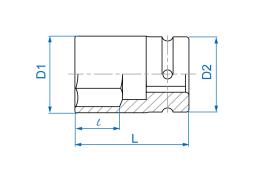 NASADKA KRÓTKA UDAROWA CIENKOŚCIENNA 1" 24mm x 80mm, 6-kąt King Tony 883524M