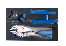 SZCZYPCE MORSA OKRĄGŁE SZCZĘKI 254mm, CHROM + SZCZYPCE NASTAWNE 7-POZ. UCHWYT PP+PPR 253mm, WKŁAD Z PIANKI EVA DO WÓZKA King Tony 9-40102GPV