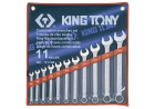 ZESTAW KLUCZY PŁASKO-OCZKOWYCH CALOWYCH 1/4 - 15/16", 11cz. ETUI King Tony 1211SR