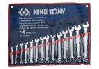 ZESTAW KLUCZY PŁASKO-OCZKOWYCH CALOWYCH 5/16 - 1.1/4", 14cz. ETUI King Tony 1214SR