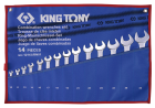 ZESTAW KLUCZY PŁASKO-OCZKOWYCH CALOWYCH 3/8" - 1-1/4", 14cz. ETUI King Tony 1214SRN01
