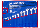 ZESTAW KLUCZY PŁASKO-OCZKOWYCH ODGIĘTYCH 15cz. 6 - 32mm, ETUI King Tony 1275MRN