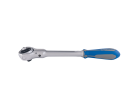 PROMOCJA-GRZECHOTKA 3/8" Z RUCHOMĄ GŁOWICĄ 72 ZĘBY. Z PRZYCISKIEM. 235mm. UCHWYT GUMOWY King Tony 3752-09G