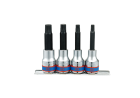 ZESTAW NASADEK Z KOŃCÓWKĄ SPLINE 1/2" 4cz. DŁUGIE M6 - M12, SZYNA, King Tony 4136PR