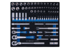 ZESTAW NASADEK 1/4" + 3/8" 75cz. KRÓTKIE/DŁUGIE, 6-kąt. 3.2 - 22mm Z AKCESORIAMI, WKŁAD Z PIANKI EVA DO WÓZKA King Tony 9-5575MRV02