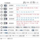 ZESTAW NASADEK 1/4"+ 3/8" + 1/2" 77cz. KRÓTKIE 12-kąt. 4-32mm, 3/16" - 1-1/4" Z AKCESORIAMI, WKŁAD Z PIANKI EVA DO SKRZYNKI 8741 King Tony 9-9077CRV