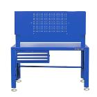 NIEBIESKI STÓŁ  WARSZTATOWY  3  SZUFLADY,  PROWADNICE  ŁOŻYSKOWANE  ZE  ŚCIANĄ  TYLNĄ  i  2  SZAFKAMI King Tony 87502-B