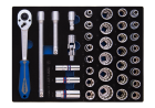 ZESTAW NASADEK 1/2" 37cz. KRÓTKIE 12-kąt. 8 - 32mm Z AKCESORIAMI, WKŁAD Z PIANKI EVA DO WÓZKA King Tony 9-4037MRV01